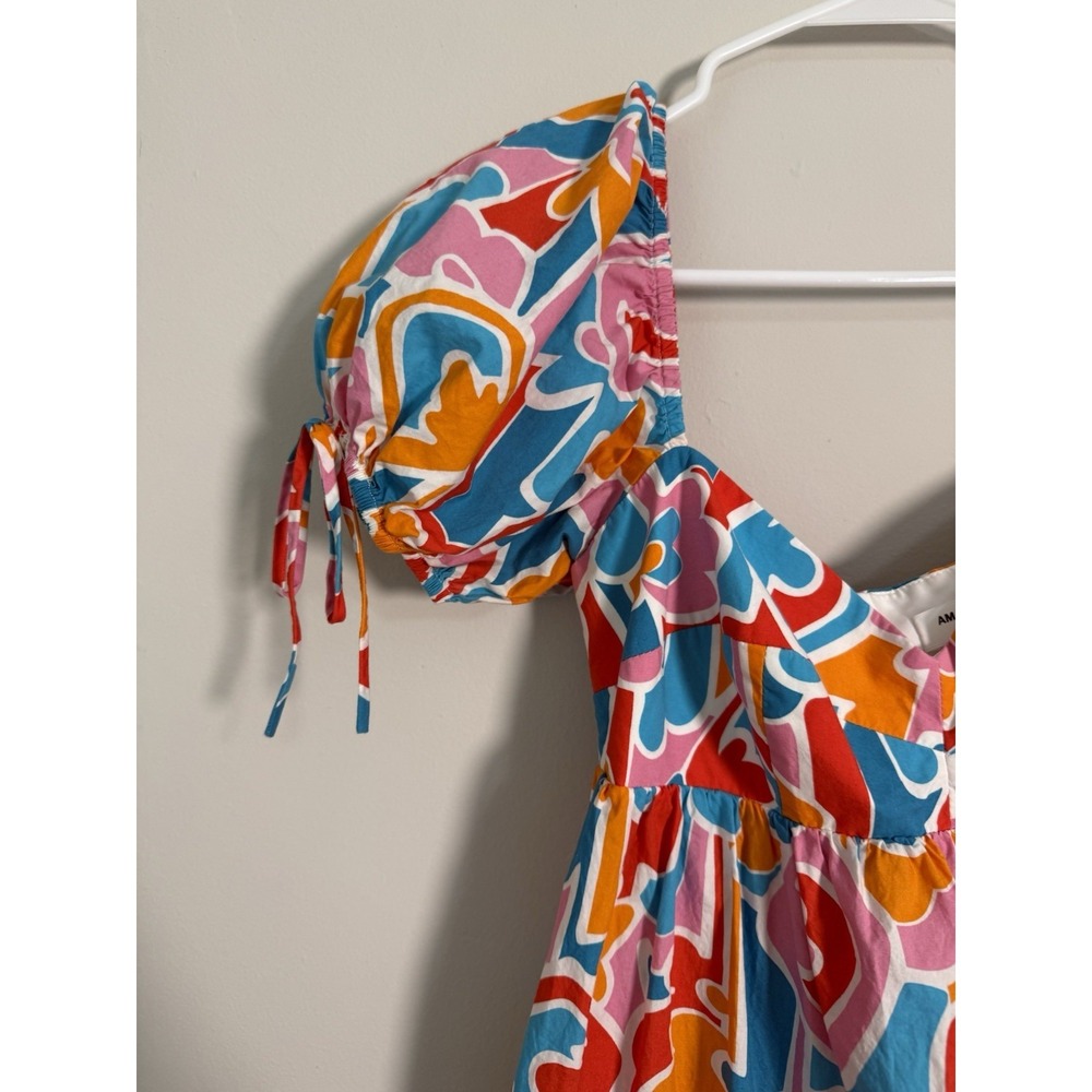 Amanda Uprichard Sicily Mini Dress Floral Puff Sleeve Sorrento Sz S Colorful - Picture 4 of 6